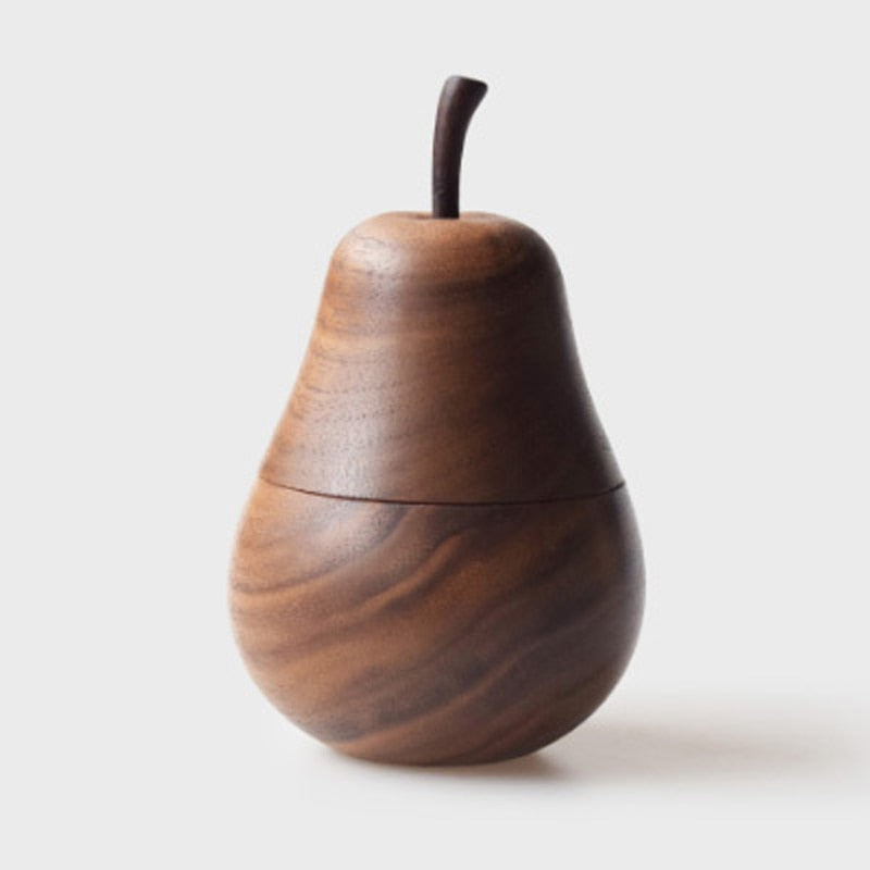 Hand Carved Wood Pear Toothpick Holder