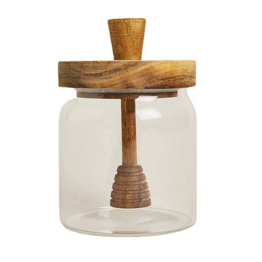 Honey Glass Jar With Acacia Wood Lid