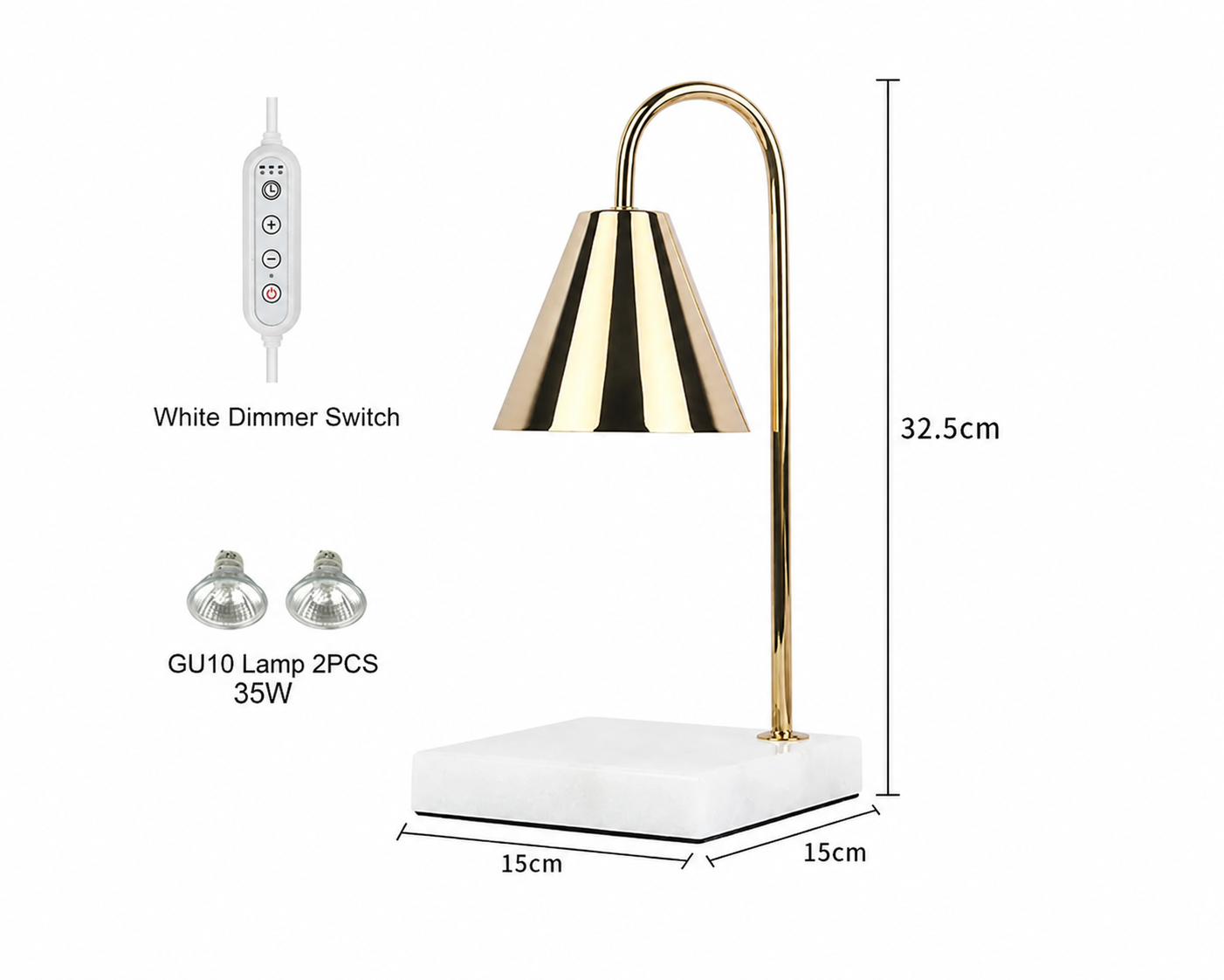 Lampe chauffe-bougie en marbre doré