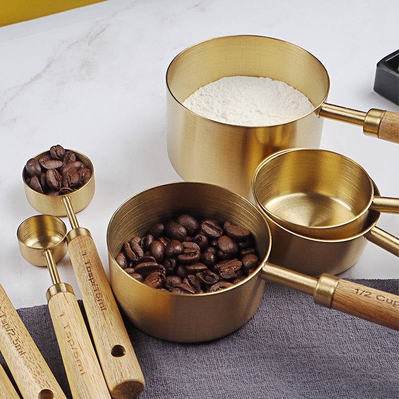 Acacia Wood Stainless Steel Measuring Spoon Set