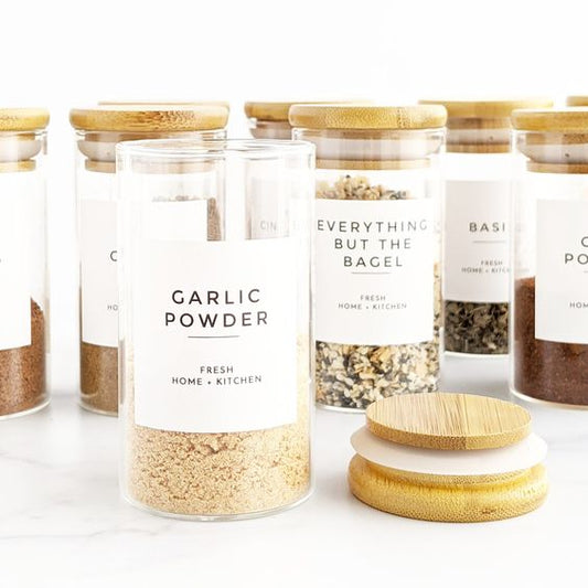 Glass Spice Jars With Bamboo Lid