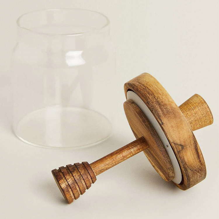 Honey Glass Jar With Acacia Wood Lid